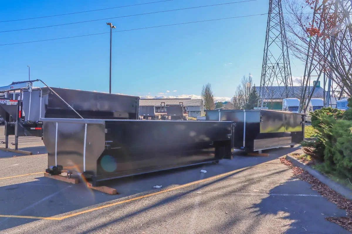 Roll-off dumpster ready for waste disposal at job site for Construction Dumpster Rental in Rome